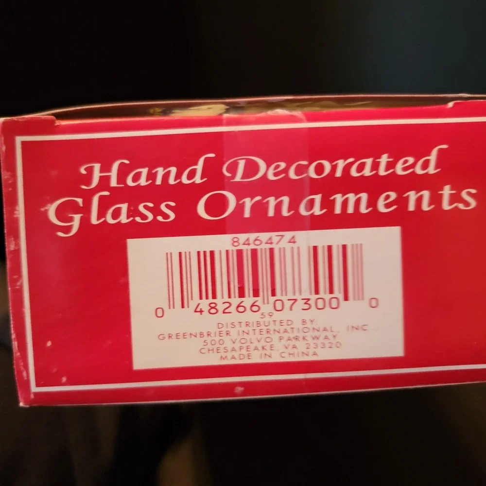 2 Vtg Christmas Glass Ball ORNAMENTS Blue Shrink Wrap centers